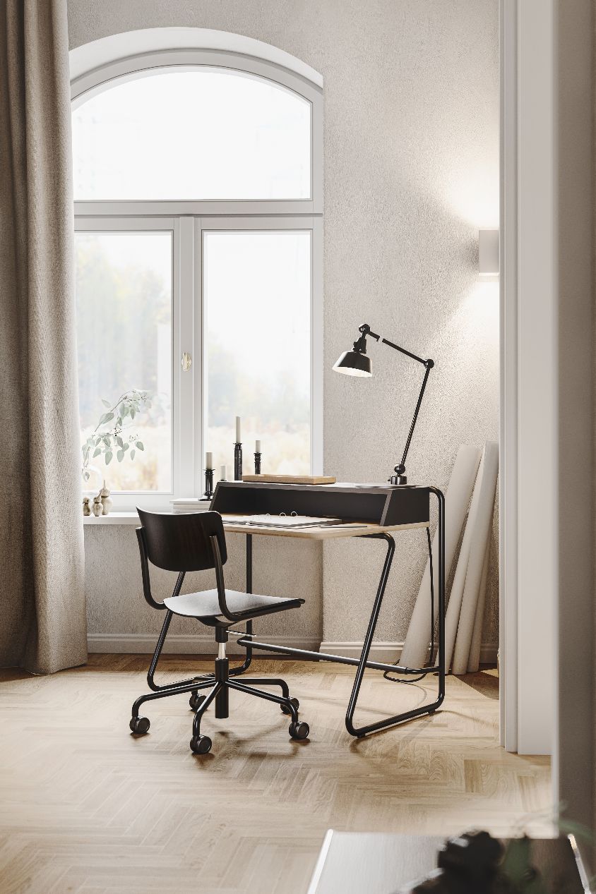 Thonet_Tisch_S_1200_Stuhel_S_43 auf Rollen