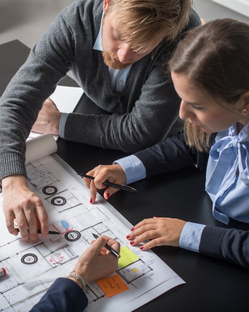 Mitarbeitende von designfunktion bei der Planung eines Projekts