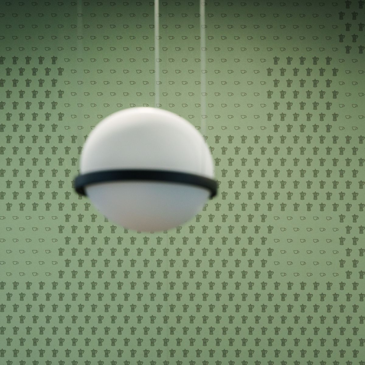 Motivtapete und Lampe in der Gemeinschaftsküche des Geschäftsbereich IT der Charité, geplant und eingerichtet von designfunktion