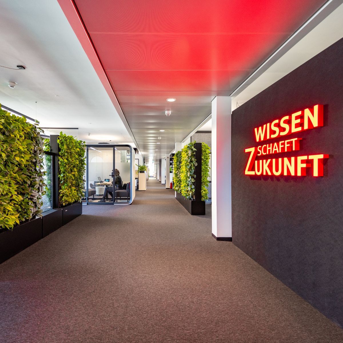 Flur im Büro der Sparkassenakademie Baden-Württemberg, eingerichtet von designfunktion