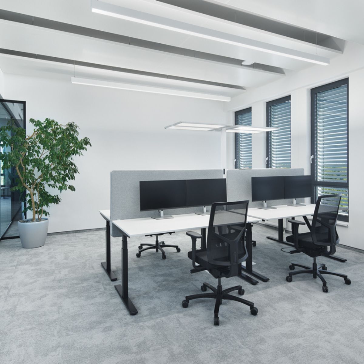 Einzelarbeitsplätze in der Arbeitswelt im Cube vom Verlag Nürnberger Presse, geplant und eingerichtet von designfunktion