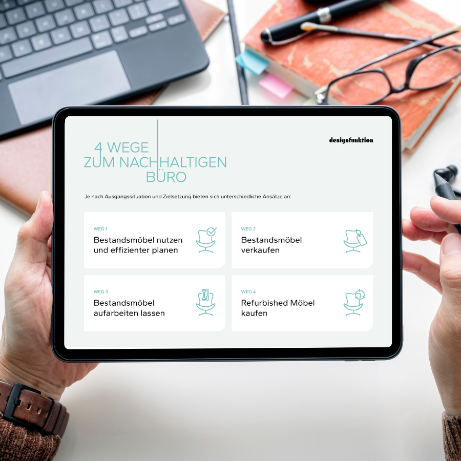E-Guide Nachhaltige Büros von designfunktion auf Tablet